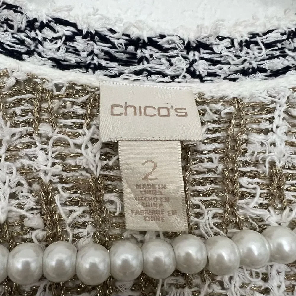 Chico’s Pattern Mix Audrey Open Front 3/4 Sleeves Cardigan Women’s Size 2 Medium - Picture 6 of 10